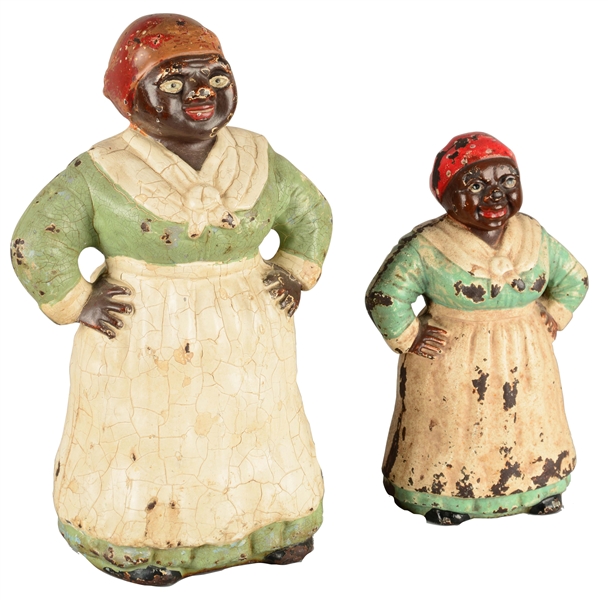 LOT OF 2: HUBLEY FIGURAL CAST IRON MAMMIES.