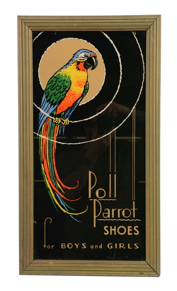 POLL PARROT REVERSE GLASS ADVERTISING SIGN. 