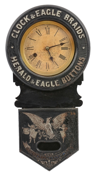 CLOCK & EAGLE BRAIDS MINIATURE BAIRD WALL CLOCK.