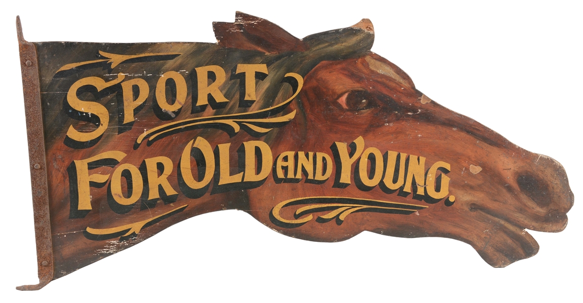 WOODEN CUT-OUT HORSE ADVERTISING SIGN.