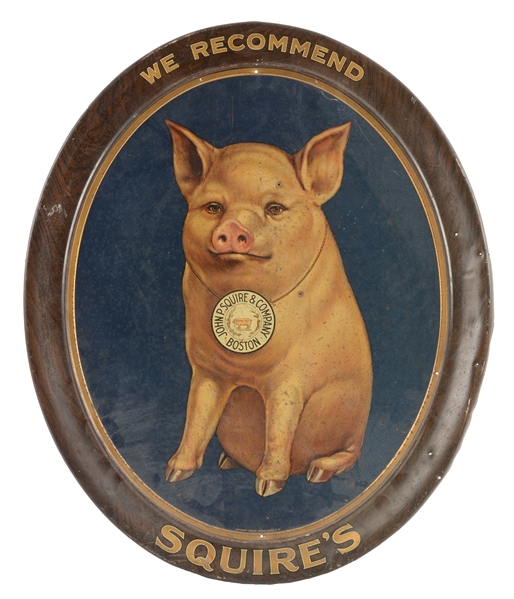 1906 SQUIRES PIG TIN ADVERTISING SIGN.