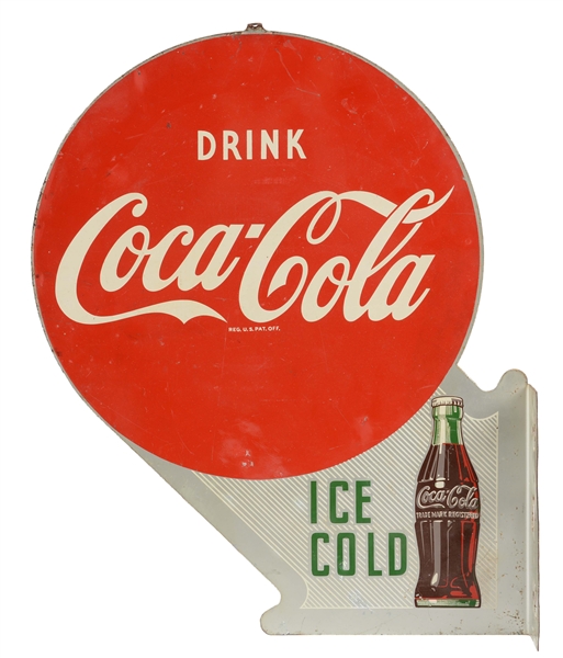 1950S COCA-COLA TIN FLANGE ADVERTISING SIGN.
