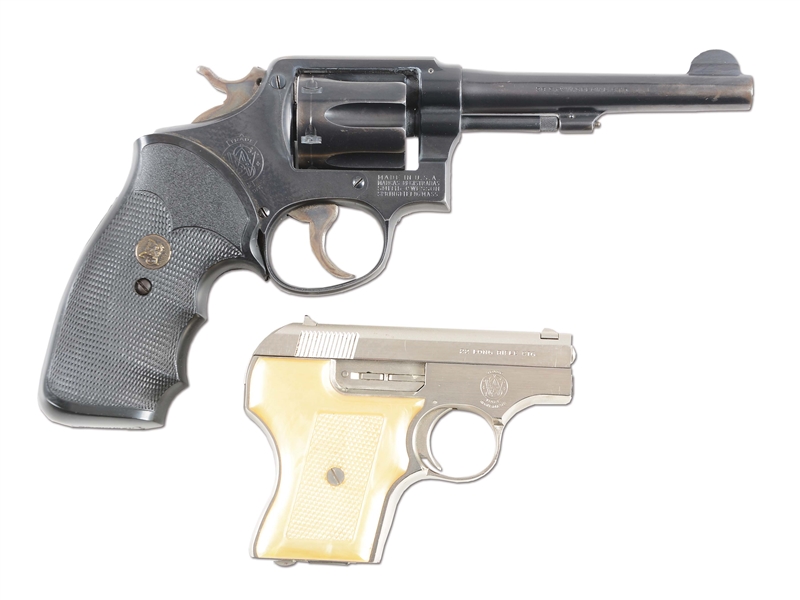 (M) LOT OF 2: SMITH & WESSON DOUBLE ACTION REVOLVER & SMITH & WESSON 61-2 PISTOL.