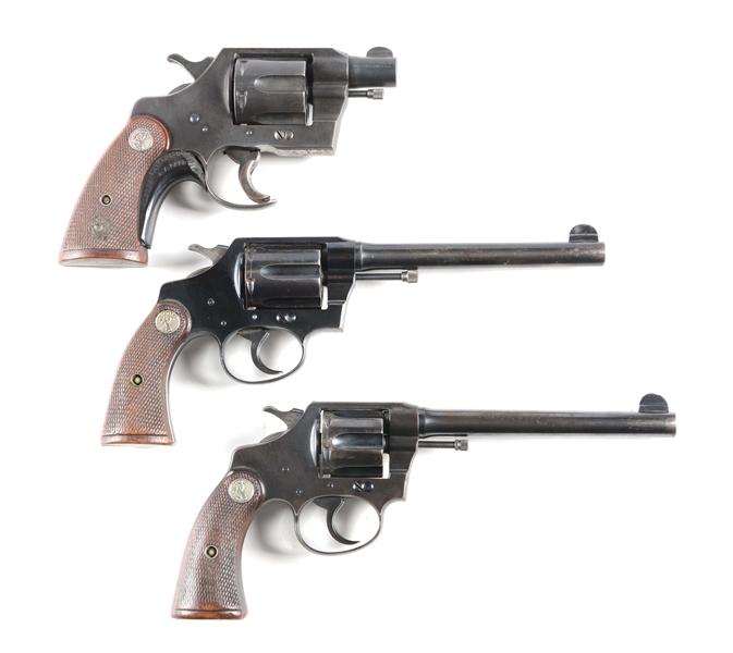 (C) LOT OF 3: COLT DOUBLE ACTION REVOLVERS.