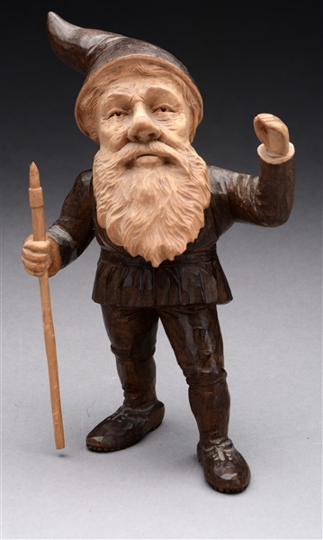 BLACK FOREST CARVED WOOD GNOME.