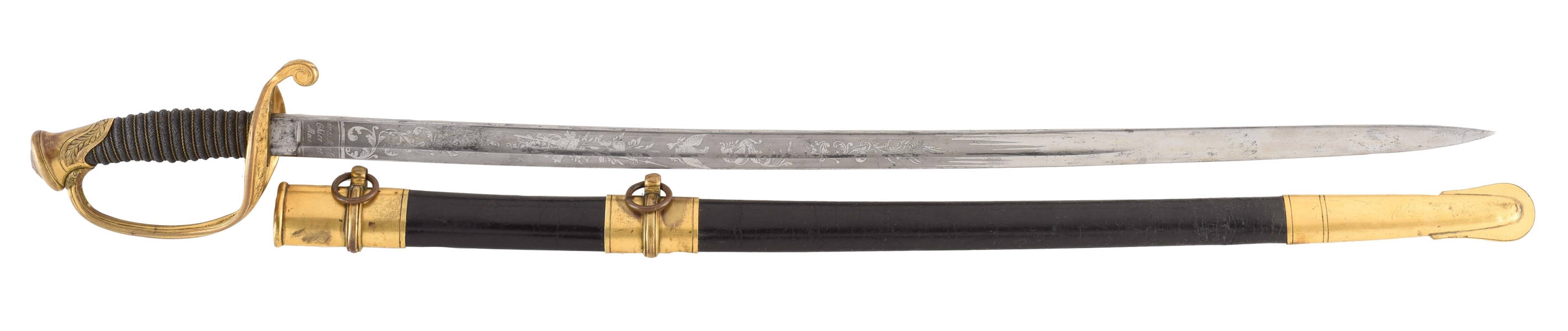 RARE GOVERNMENT INSPECTED U.S. MODEL 1850 FOOT OFFICERS SWORD BY AMES.