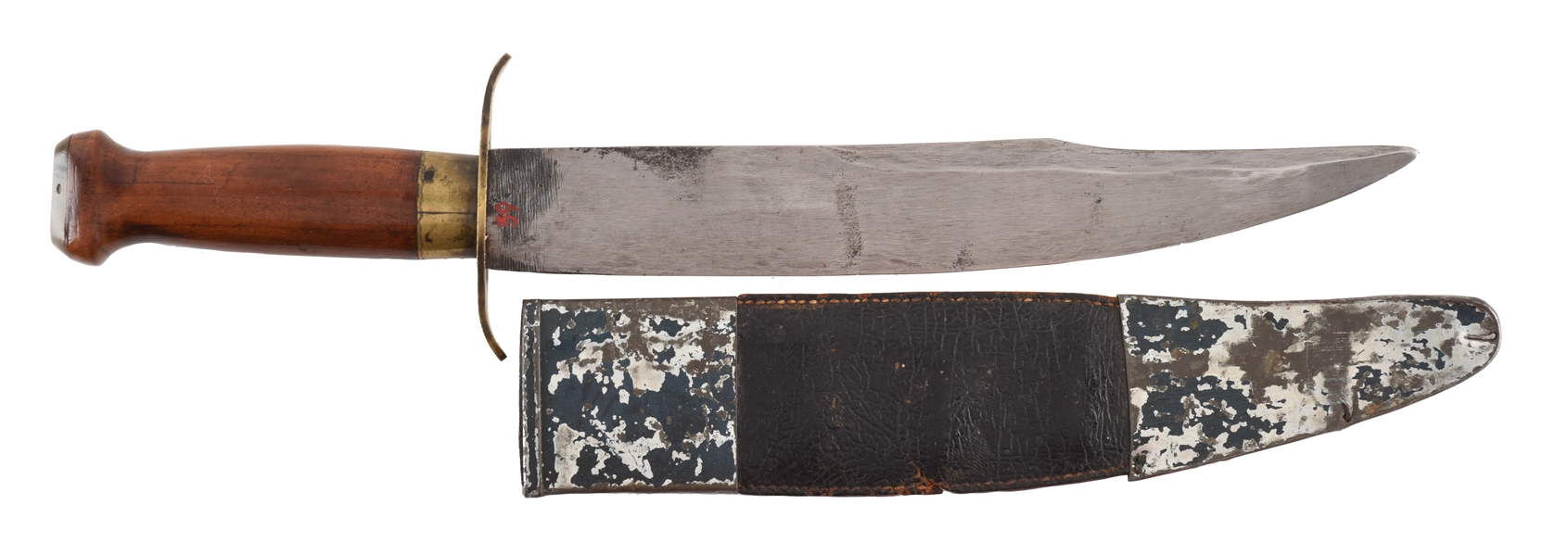 CLASSIC CONFEDERATE BOWIE KNIFE WITH SHEATH.