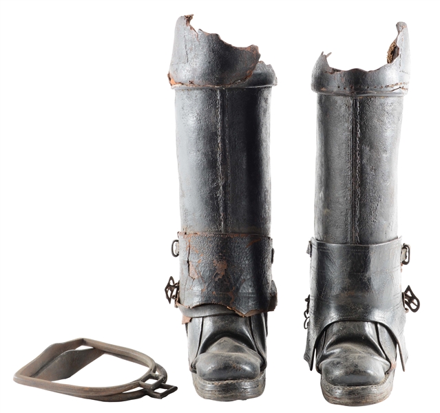 VERY RARE PAIR OF CUIRASSIER BOOTS FROM THE SECOND HALF OF THE 17TH CENTURY.