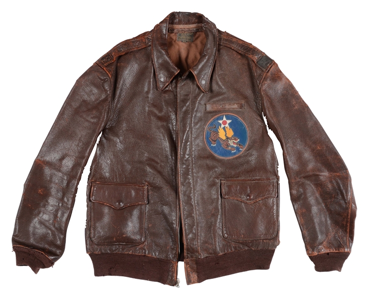 WWII A-2 FLIGHT JACKET WITH C.L.CHENNAULT NAME TAG.