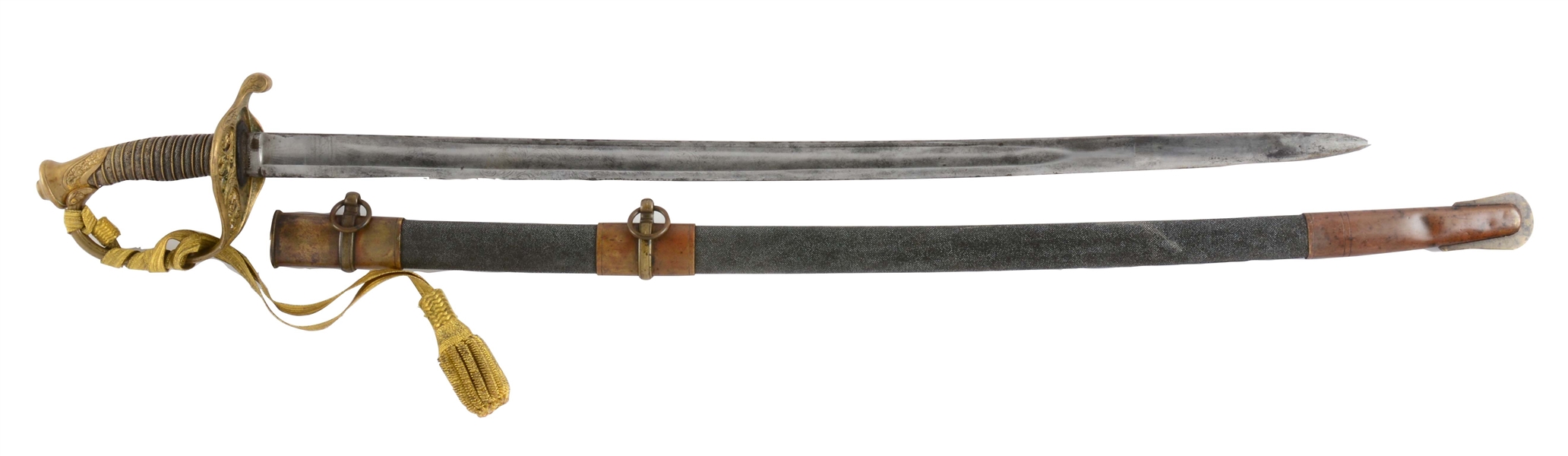 U.S. MODEL 1850 FOOT OFFICERS SWORD WITH ASSOCIATED PRESENTATION SCABBARD