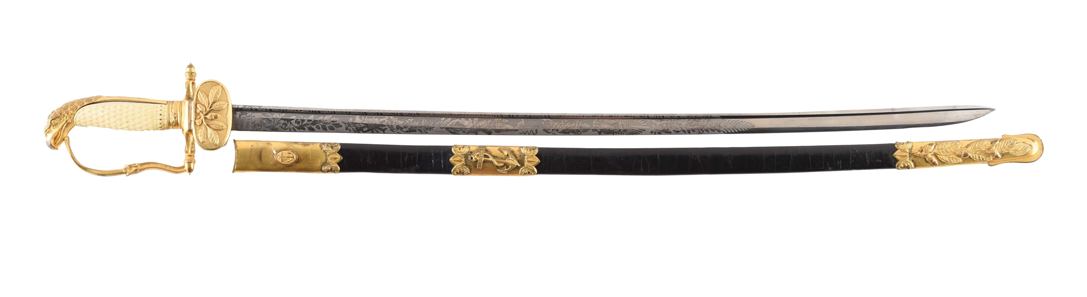 EXTREMELY RARE PRESENTATION GRADE AMES MODEL 1841 NAVY OFFICERS SWORD.