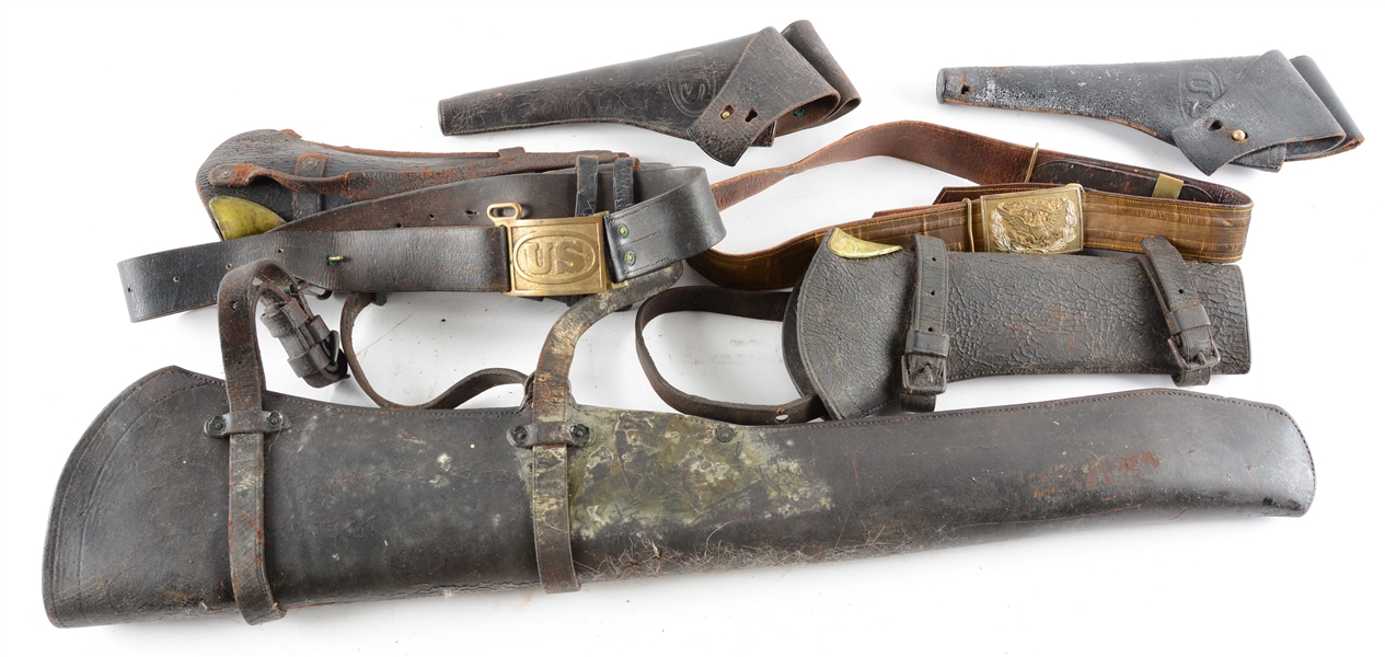 LOT OF US HOLSTERS & RIFLE & CARBINE SCABBARDS.