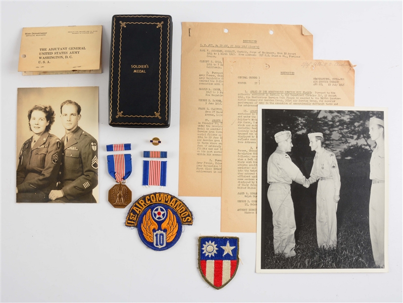 WWII CBI THEATER 1ST AIR COMMANDOS SOLDIERS MEDAL GROUP.