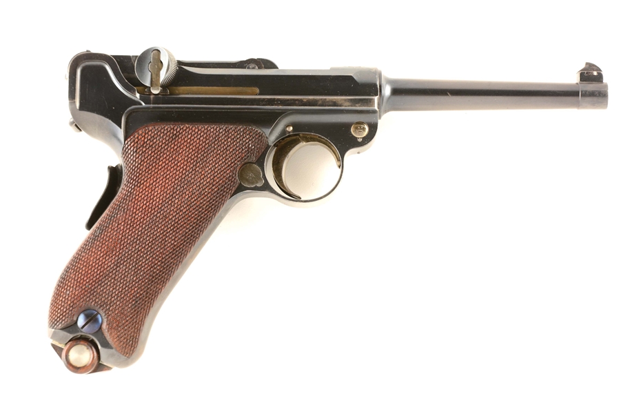 (C) DWM 1900 SWISS LUGER SEMI-AUTOMATIC PISTOL WITH HOLSTER.