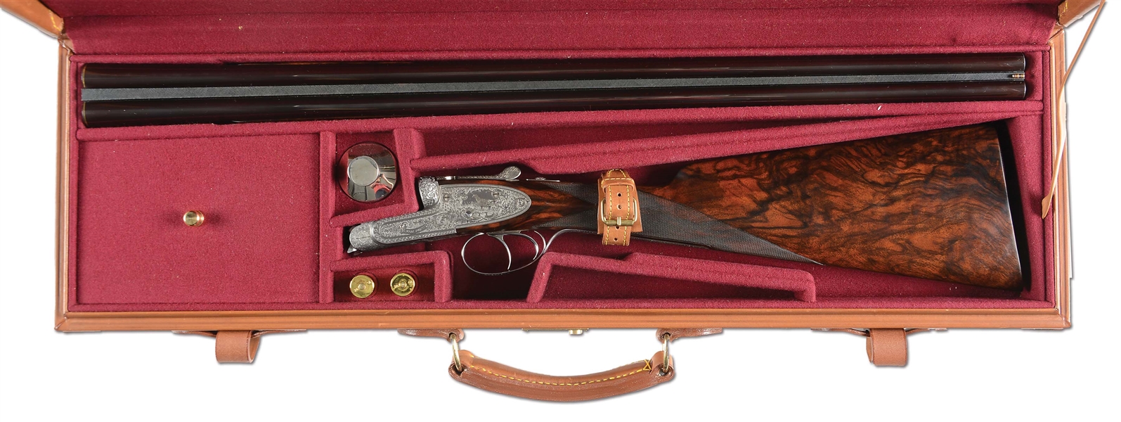 (M) BEAUTIFUL LITTLE 28 BORE SIDELOCK EJECTOR, DOUBLE TRIGGER PIOTTI MONACO SPECIAL GAME GUN WITH EXTREMELY ATTRACTIVE SCROLL AND GAME SCENES AND DEEP RELIEF CARVED FENCES BY MARIO TERZI WITH CASE.