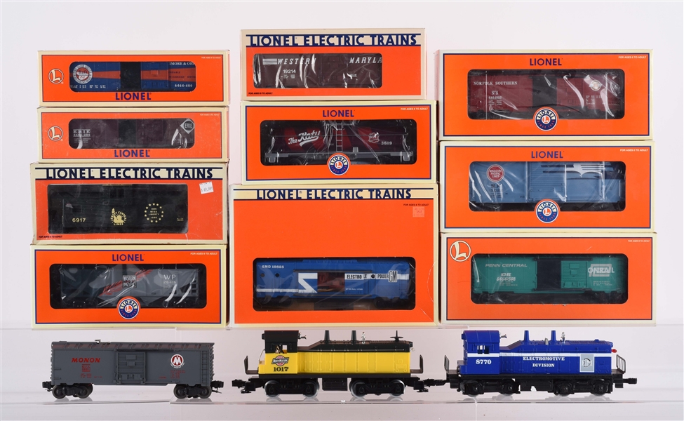 LOT OF 13: LIONEL O GAUGE ROLLING STOCK. 