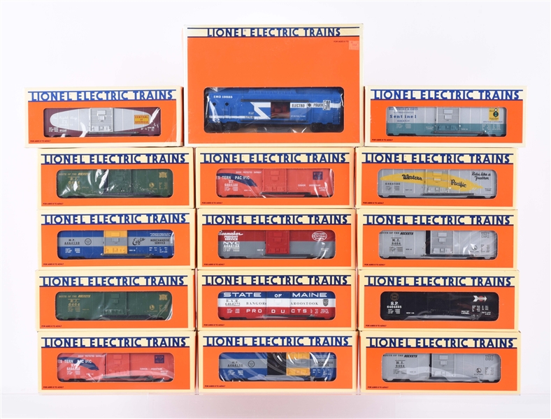 LOT OF 7: LIONEL 6464 BOX CAR SETS & ELECTRIC POWER GENERATOR SET.