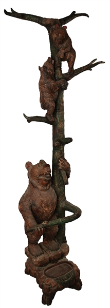 CARVED BEAR COAT RACK AND UMBRELLA STAND.