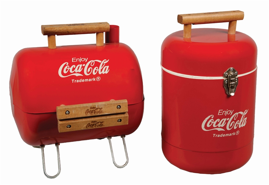 LOT OF 2: COCA-COLA PORTABLE GRILL AND COOLER. 