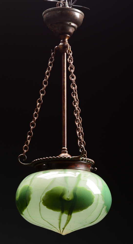 TIFFANY STUDIOS PAPERWEIGHT CEILING FIXTURE.