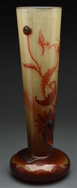 GALLE FIRE-POLISHED CAMEO VASE.