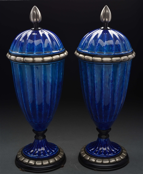 PAIR OF SEVRES COVERED VASES. 