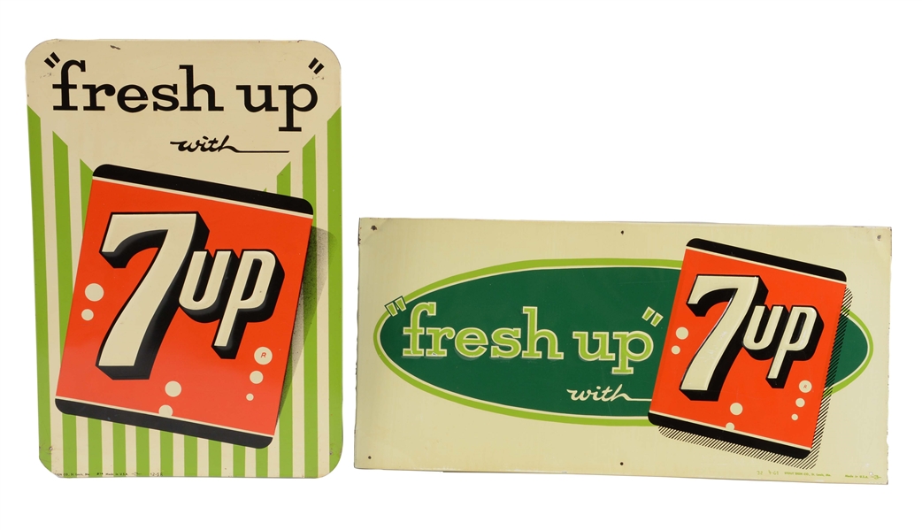 LOT OF 4: 7-UP TIN ADVERTISING SIGNS.
