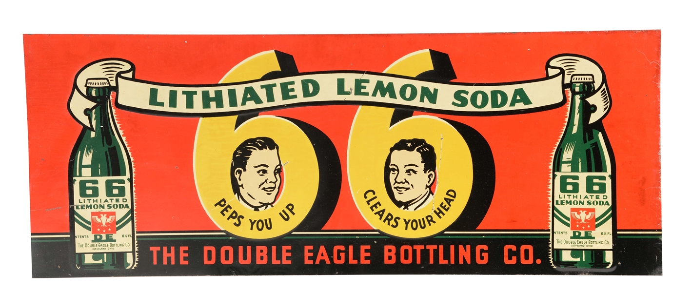 LOT OF 3: EMBOSSED TIN SODA ADVERTISING SIGNS.