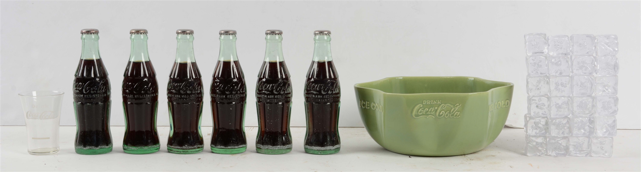 LOT OF 9: COCA-COLA ICE BUCKET DISPLAY WITH BOTTLES.