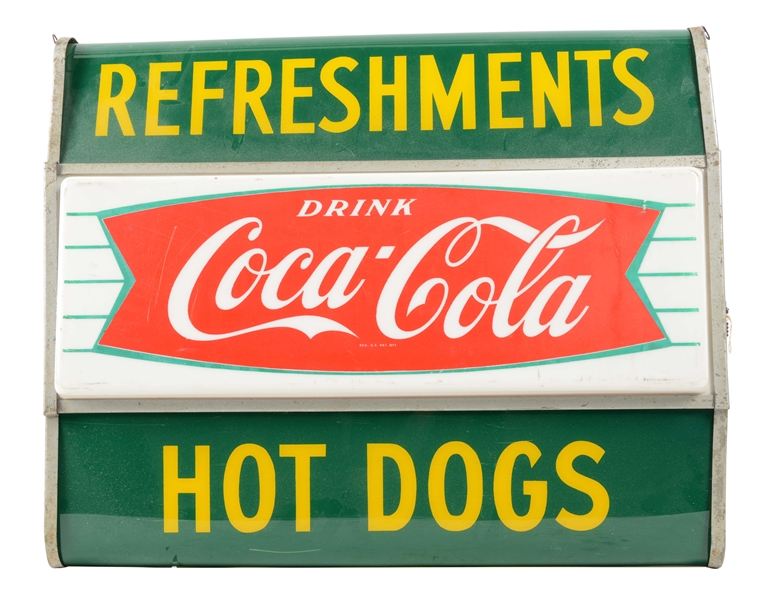 COCA-COLA HOT DOGS LIGHT UP ADVERTISING SIGN.