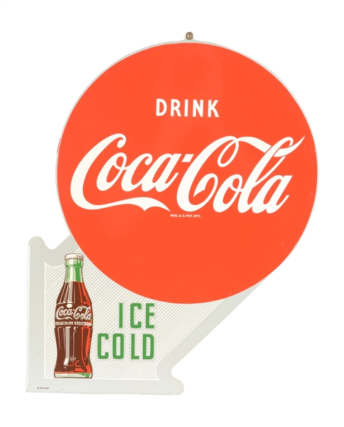1950S COLD-COCA TIN ADVERTISING FLANGE SIGN.