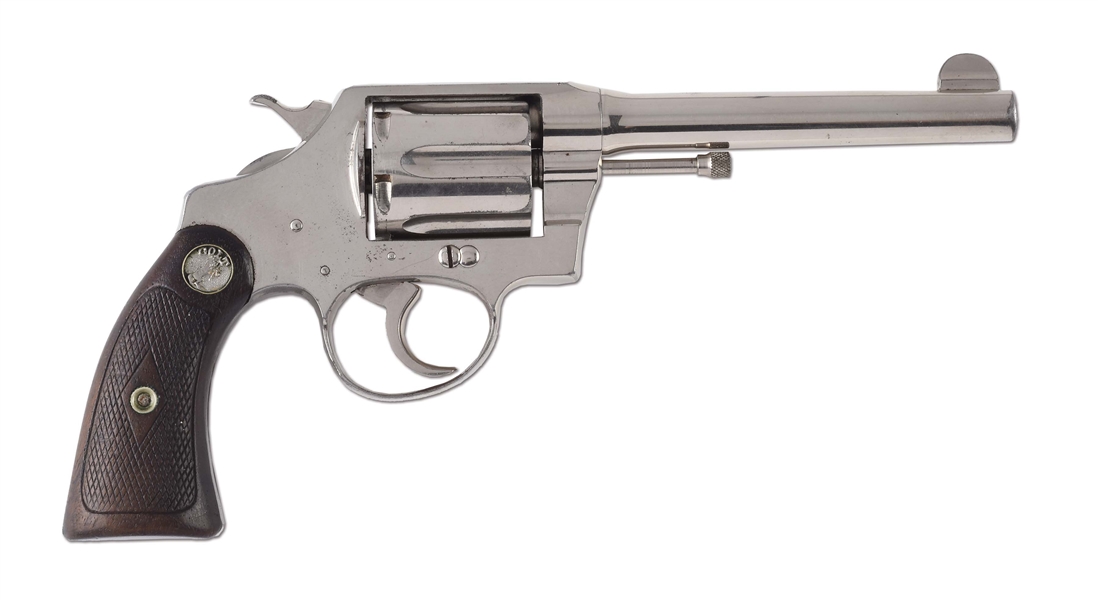 (C) SCARCE FACTORY NICKEL COLT POLICE POSITIVE DOUBLE ACTION REVOLVER (1922).