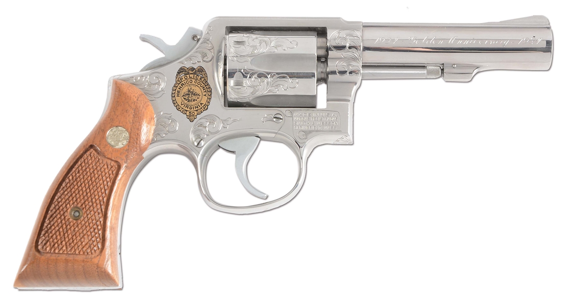(M) ENGRAVED SMITH & WESSON MODEL 64-3 50TH ANNIVERSARY HENRICO COUNTY VIRGINIA POLICE DOUBLE ACTION REVOLVER.