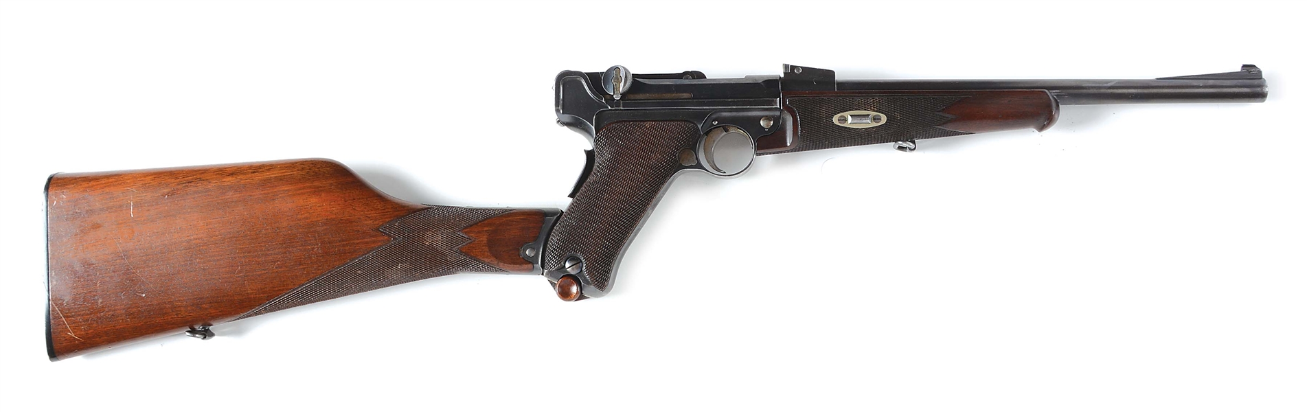 (C) DWM MODEL 1902 COMMERICAL LUGER PISTOL WITH CARBINE STOCK.