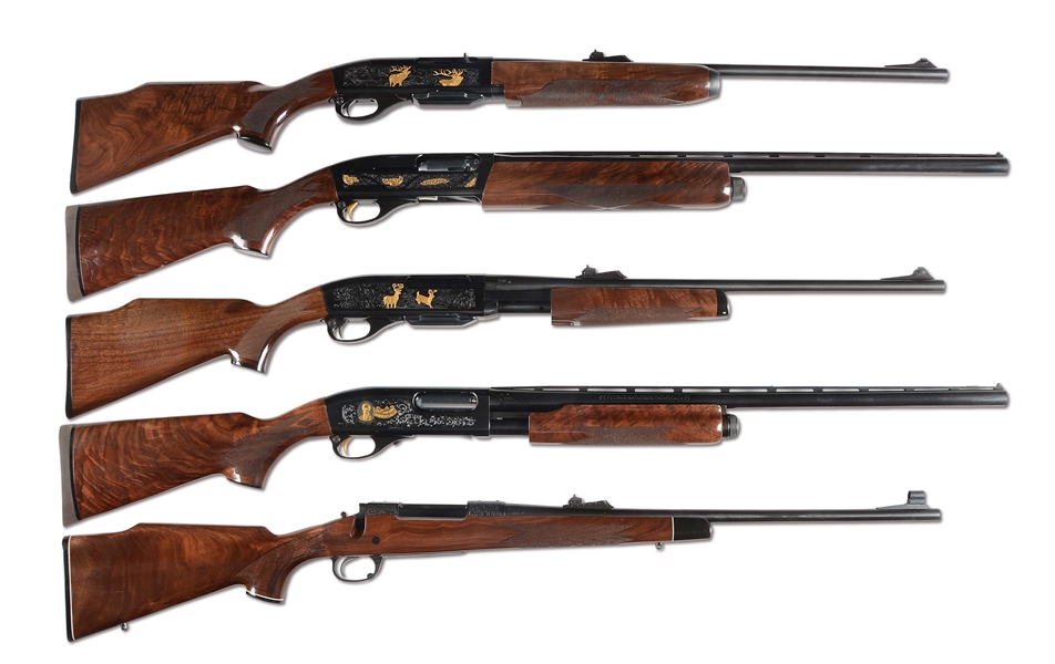 (M) EXTREMELY RARE (LESS THAN 30 MADE!) SET OF 5 BOXED REMINGTON 180TH ANNIVERSARY FIREARMS.