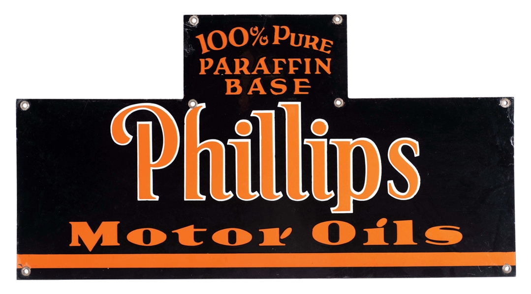 RARE PHILLIPS 66 MOTOR OIL PORCELAIN OIL BOTTLE RACK SIGN.