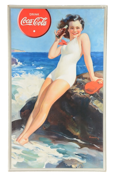 1938 COCA-COLA BATHING GIRL ADVERTISING SIGN. 