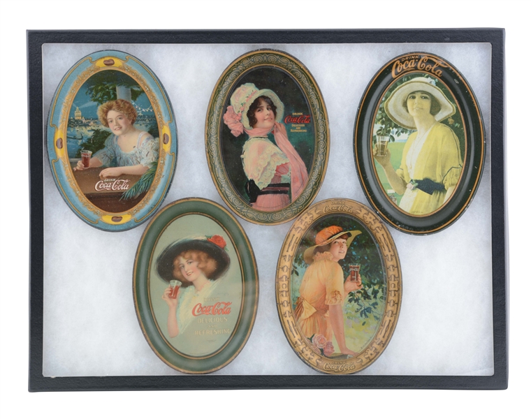 GROUP OF 5: COCA-COLA TIP TRAYS. 