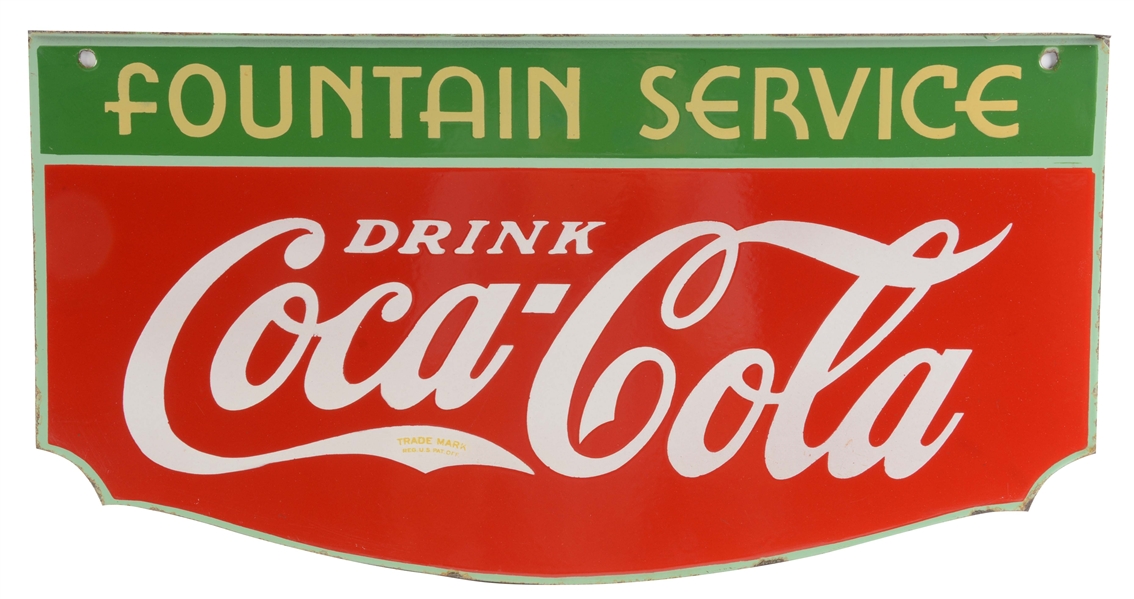 1934 COCA-COLA FOUNTAIN SERVICE DOUBLE SIDED SIGN. 