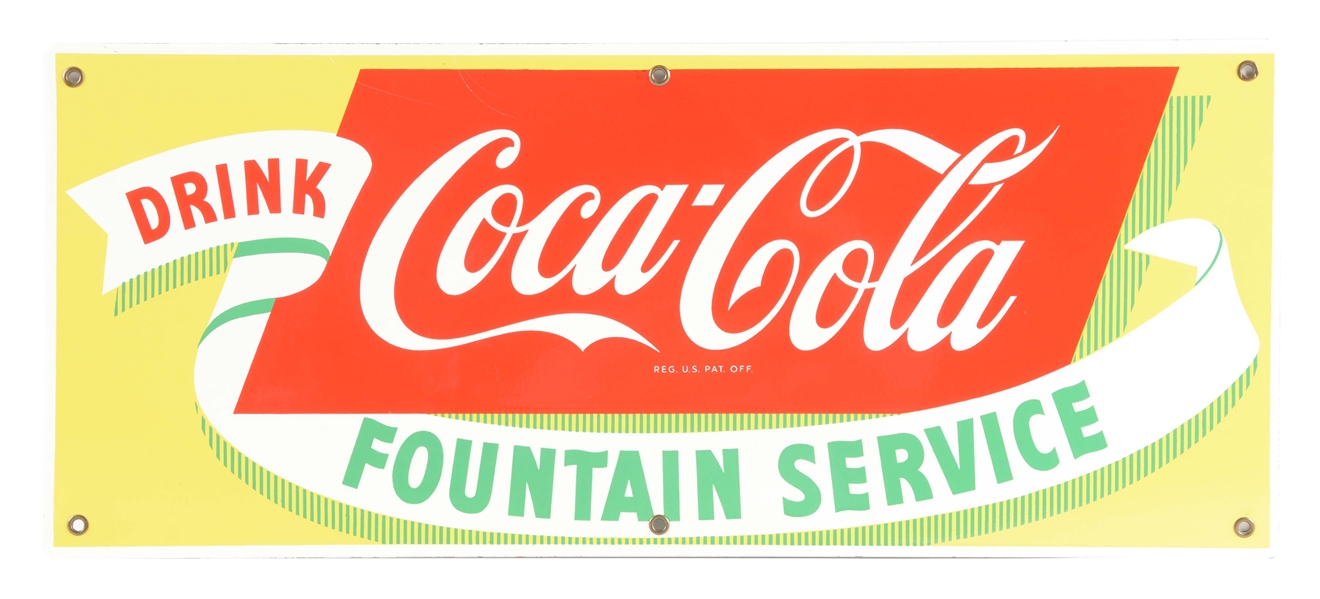 1950S COCA-COLA FOUNTAIN SERVICE PORCELAIN SIGN. 