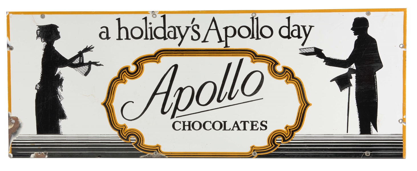 APOLLO CHOCOLATES SINGLE SIDED PORCELAIN ADVERTISING SIGN. 
