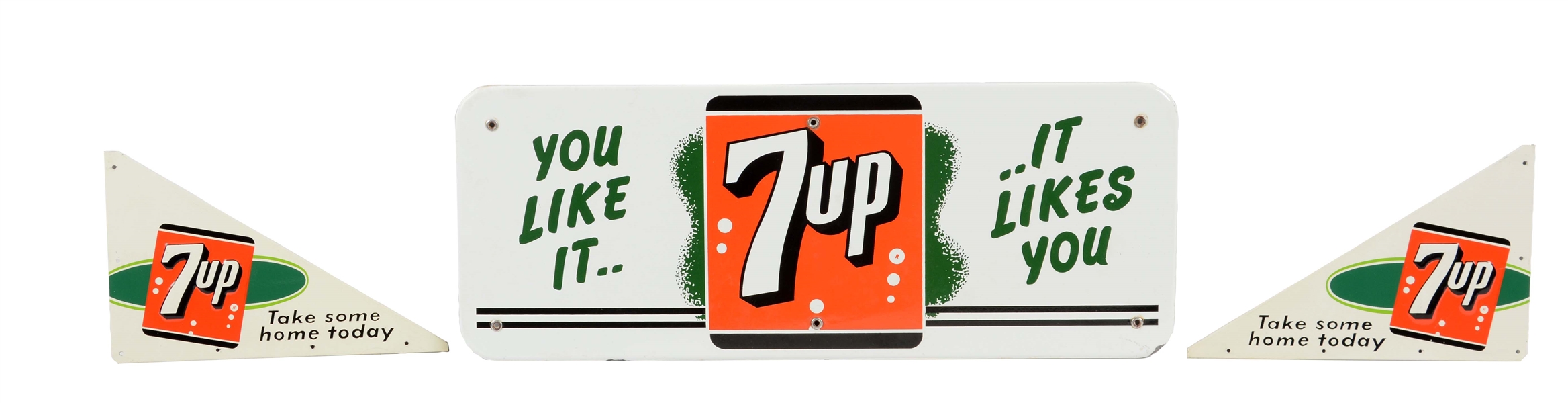 LOT OF 3: 7-UP ADVERTISING SIGNS.