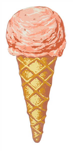 EMBOSSED TIN ICE CREAM CONE CUT-OUT SIGN.