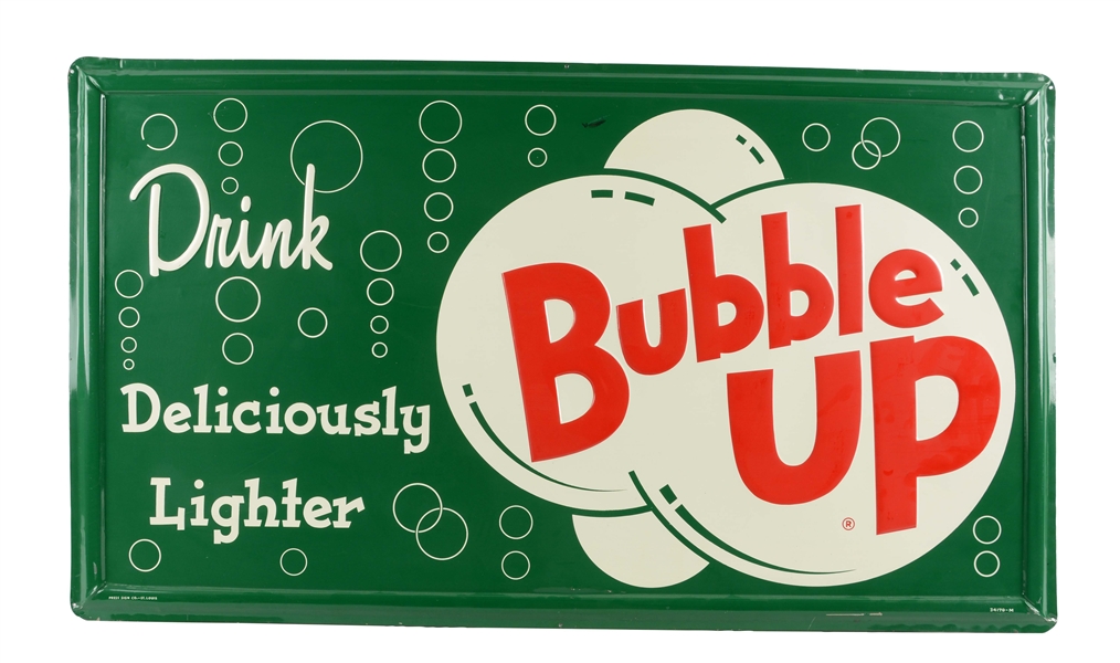 SELF FRAMED TIN BUBBLE UP ADVERTISING SIGN.