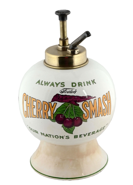 5¢ "ALWAYS DRINK FOWLERS" CHERRY SMASH SYRUP DISPENSER.