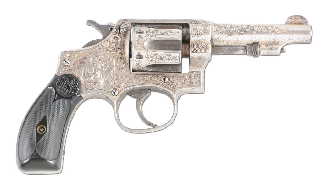 (C) CASED ENGRAVED SMITH & WESSON DOUBLE ACTION REVOLVER.