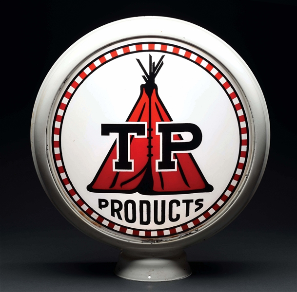 TEXAS PACIFIC GASOLINE TP PRODUCTS 15" SINGLE LENS ON METAL BODY.