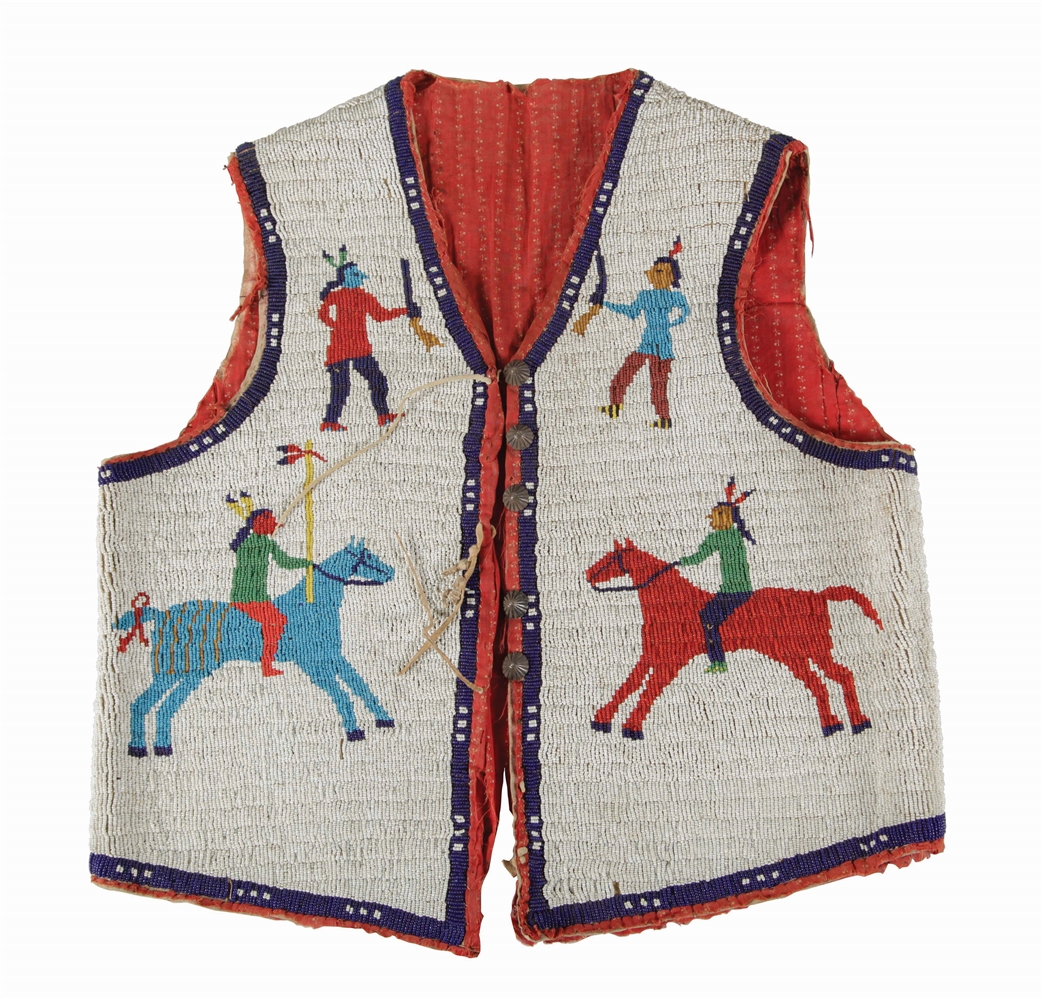 SIOUX PICTORIAL BEADED VEST.