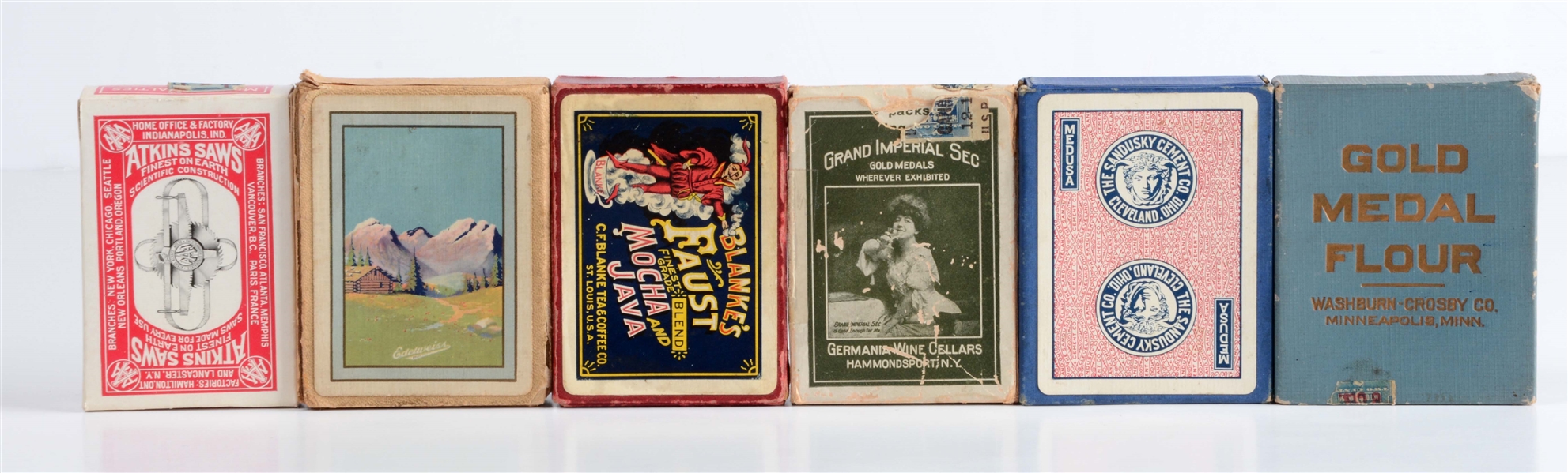 LOT OF 6: ASSORTED ADVERTISING PLAYING CARD PACKS. 