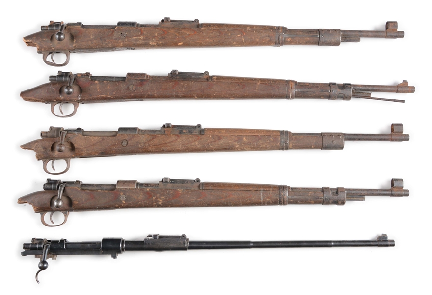 (C) LOT OF 5: DUG-UP MAUSERS AND MAUSER ACTION. 